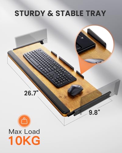 ErGear Large Electric Standing Desk with Keyboard Tray, 63x28 Inches Adjustable Height Sit Stand Up Desk - Vintage Brown