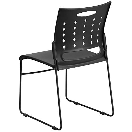 Flash Furniture Stack Chair 5 Pack - 881 lb. Capacity Black Sled Base, Air-Vent Back