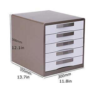 Bxwjg Flat File Cabinet Storage, Desktop Drawer Cabinet with Key Lock, Brown, 5 Draws
