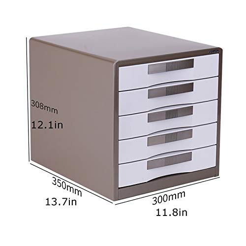 Bxwjg Flat File Cabinet Storage, Desktop Drawer Cabinet with Key Lock, Brown, 5 Draws