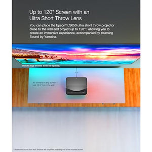 Epson EpiqVision Ultra LS650 4K PRO-UHD Laser Projector, 3,600 Lumens, Android TV, Sound by Yamaha - Black