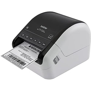 Brother QL-1110NWB Wide Format Postage and Barcode Professional Thermal Wireless Monochrome Label Printer, Black - Print via USB, Ethernet, and Bluetooth, 4" Wide, 300 x 300 dpi, 69 Labels Per Minute