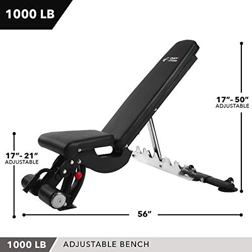 Adjustable Weight Bench, 1000 lb by D1F for Strength Training - Incline, Decline, Flat Workout Benches for Lifting, Flies, Chest Press, Dips - Utility Equipment for Personal, Commercial Gym