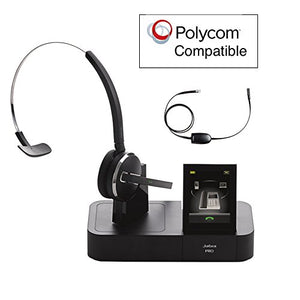 Polycom and Digium Phone Compatible Jabra PRO 9470 Bundle with EHS Remote Answering Adapter | Triple Usage - Desk/Mobile/PC | Records Calls