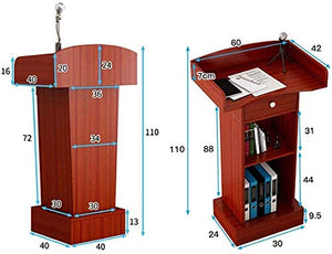 CAMBOS Lectern Podium Stand with Storage Shelf - Solid Wood, Floor-Standing Orator