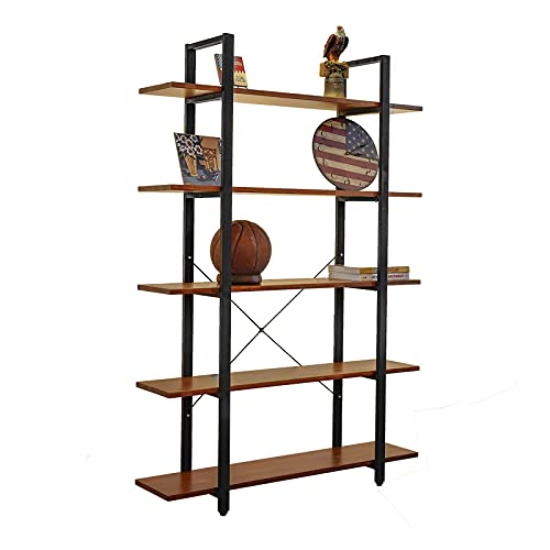 CONSDAN Industrial Bookshelf, USA Grown Hardwood, Real Wood Bookshelves, Modern Open Rustic Bookcase