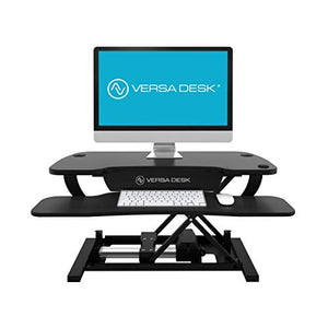VersaDesk Power Pro USA Manufactured | Electric Height-Adjustable Desk Riser | Standing Desk Converter | Sit to Stand Desktop with Keyboard + Mouse Tray | 36" X 24" | All Black