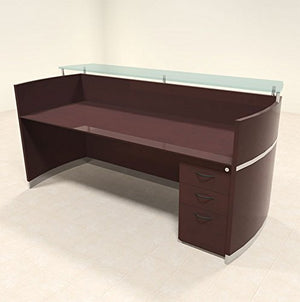 UTM Furniture Modern Glass Counter Reception Desk Set, 2pc RO-NAP-R3