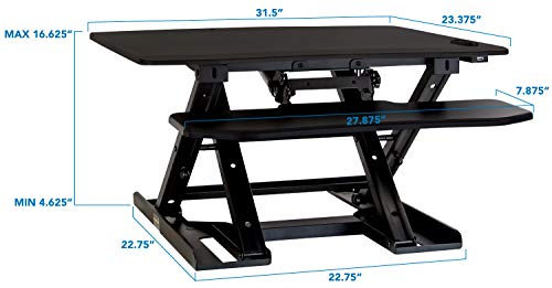 Mount-It! Electric Standing Desk Converter, Motorized Sit Stand Desk with Built in USB Port, Ergonomic Adjustable Workstation, Black (MI-7965)