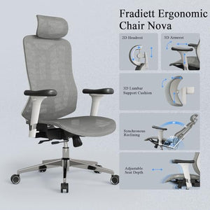 Fradiett Ergonomic Mesh Office Chair - High Back Desk Chair with 3D Armrest & Lumbar Support