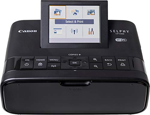 Canon SELPHY CP1300 Wireless Compact Photo Printer (Black) + Canon RP-108 Color Ink Paper Set (108 Sheets of 4 x 6 Paper) + NeeGo Printer Cable + NeeGo Print Protector (100 Pack)