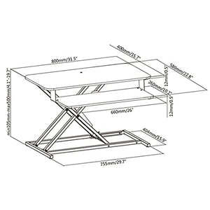 Standing Desk Converter Height Adjustable Desk Riser Sit Stand Office Desk Workstation for Dual Monitor Gas Spring Lift Black