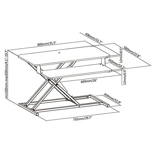 Standing Desk Converter 31.5inch Height Adjustable Sit to Stand Up Desk Riser Home Office Desk Workstation for Dual Monitors Laptop with Keyboard Tray