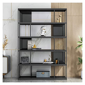 HARAY Wrought Iron Bookshelf Cabinet - Black, 80cm