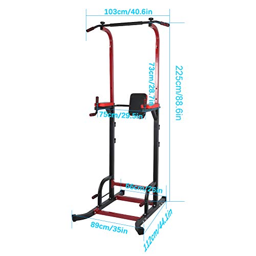 Zerone Power Tower Dip Station Pull Up Bar, Steel Horizontal Bar Pull‑up Trainer for Home Gym Strength Training Fitness Equipment 150 kg