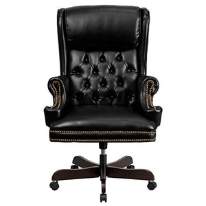 Flash Furniture High Back Traditional Tufted Black Leather Executive Swivel Chair with Arms