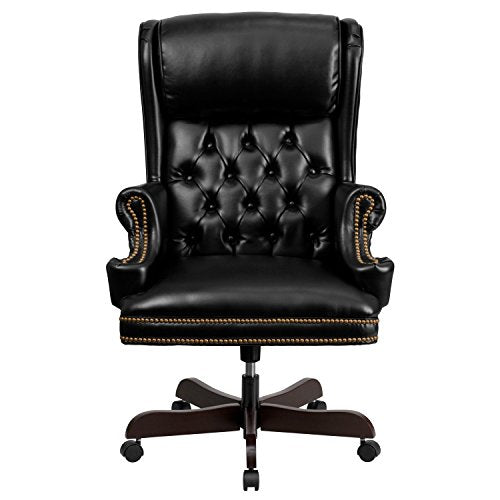 Flash Furniture High Back Traditional Tufted Black Leather Executive Swivel Chair with Arms