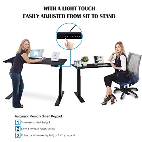 Toolsempire Dual Motor Electric Height Adjustable Standing Desk Frame Sit to Stand Table Base Ergonomic Stand up Riser with Memory Controller (Black Frame)
