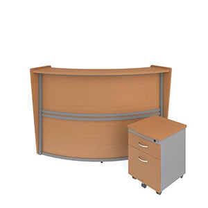 OFM Marque Series Single-Unit Curved Reception Station Package - Office Furniture Reception/Secretary Desk with Maple Pedestal (PKG-55290-MPL)