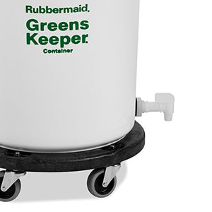 Rubbermaid Commercial Products Brute Greenskeeper Food Container with Lid, Dolly and Drain, 20G, White, for Commercial Kitchen Produce