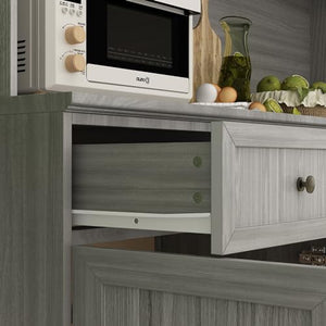 Hitow Large Storage Cabinet with Acrylic Doors, Kitchen Pantry Cabinet, Display Hutch, Grey (61.2" W x 75.9" H)