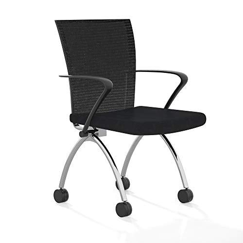 Mayline Group Safco Products Valoré High Back Chair with Arms TSH1BB, Black, Reclining Mesh Back, Fabric Seat, Compact Nesting Storage (Qty. 2)