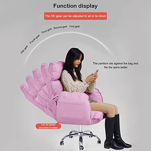 2-in-1 Sofa Computer Chair Office Chairs withWheels Height and Backrest Angle Adjustable Fluffy Sofa Chair (Pink)