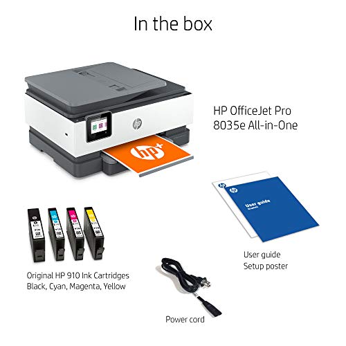 HP OfficeJet Pro 8035e All-in-One Wireless Color Printer (Basalt) for home office, with 12 months Instant Ink with HP+ (1L0H6A)