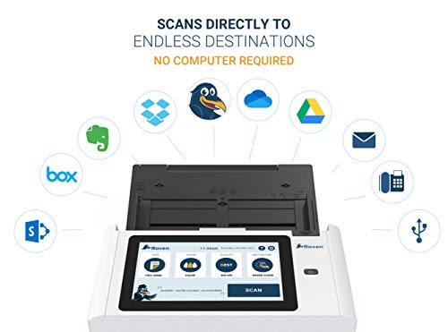 Raven Pro Document Scanner - Huge LCD Touchscreen, High Speed Color Duplex Feeder (ADF), Wireless Scan to Cloud, WiFi, Ethernet, USB, Home or Office