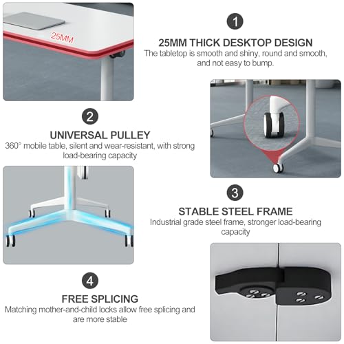 rzoizwko Modern Large Mobile Conference Table 4PCS Folding 70.8