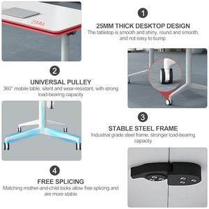 JNMDLAKO Folding Conference Table 6FT Mobile Meeting Table with Silent Wheels