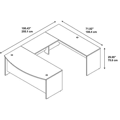 Bush Business Furniture Series C Elite 72W x 36D Bowfront U Station Desk Shell in Hansen Cherry