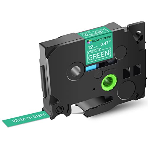 KCMYTONER Label Tape Refills Compatible for Brother P-Touch TZ-735 TZe-735 AZE735 Laminated White on Green 1/2 Inch 0.47" 12mm for PT-D200 PTD210 D400 D600 PTH100 H110 PT2730 PTP700 PTP710BT, 100 Pack
