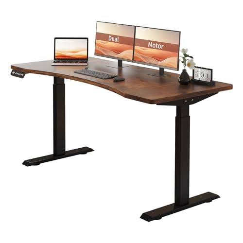 Sileye Electric Sit Stand Up Table, Height Adjustable, 63x30, Rustic Brown