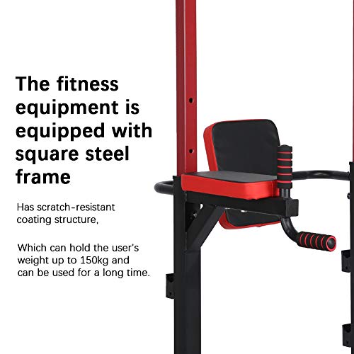 Pull Up Bar, Steel Horizontal Power Tower Dip Station Easy to Install Height Adjustable Indoor Exercise Strength Domestic Pull‑up Trainer for Home Gym Strength Training Workout Equipment