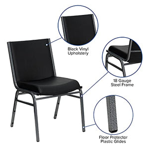 Flash Furniture 4 Pack HERCULES Series Black Vinyl Stack Chair