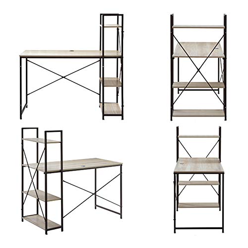 Computer Desk, Study Desk with Bookshelves, Sturdy Small Laptop Desk, Wood Home Office Desk, for Home Office Workstation, Working, Study, Writing