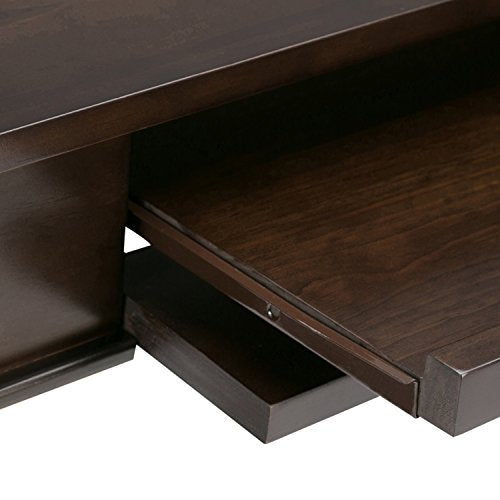 SIMPLIHOME Carlton SOLID WOOD Contemporary Modern 42 inch Wide Home Office Desk, Writing Table, Workstation, Study Table Furniture in Dark Tobacco Brown with 1 Drawer