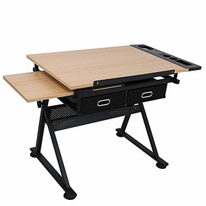 Adjustable Drafting Table W/Stool 9 Levels of Angle & 6 Levels of Height Supplies Adjustable Desk Craft Table Drafting Table Office Furniture Drawing Supplies Desk Drawing Table Craft Desk