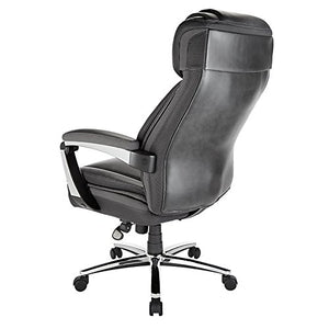 Realspace(R) Axton Big Tall Bonded Leather High-Back Chair, Dark Gray/Chrome