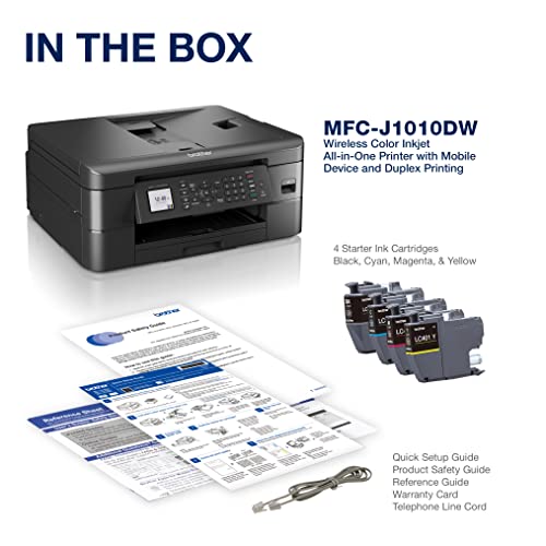 Brother MFC-J1010DW Wireless Color Inkjet All-in-One Printer with Mobile Device and Duplex Printing