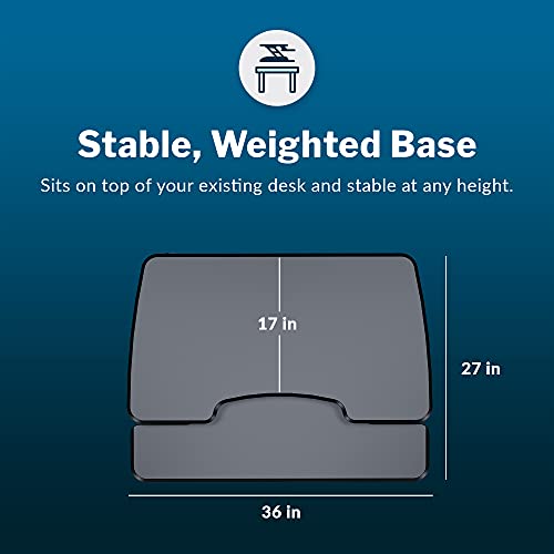 VariDesk Essential 36 - Two-Tier Standing Desk Converter - Home Office Sit to Stand Desk Riser - Height Adjustable with Spring Loaded Lift - No Assembly Required
