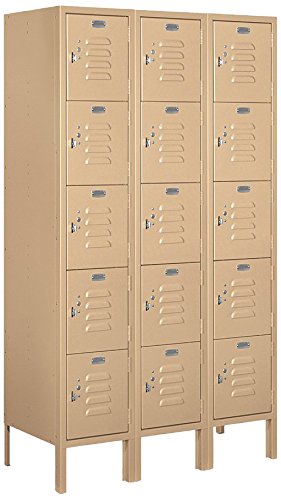 Salsbury Industries 65355TN-U Five Tier Box Style 36-Inch Wide 5-Feet High 15-Inch Deep Unassembled Standard Metal Locker, Tan Brown