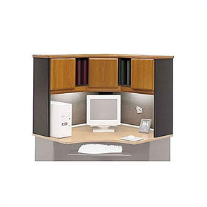 Bush Business Furniture Series A 4-Piece Corner Hutch Desk Set in Natural Cherry