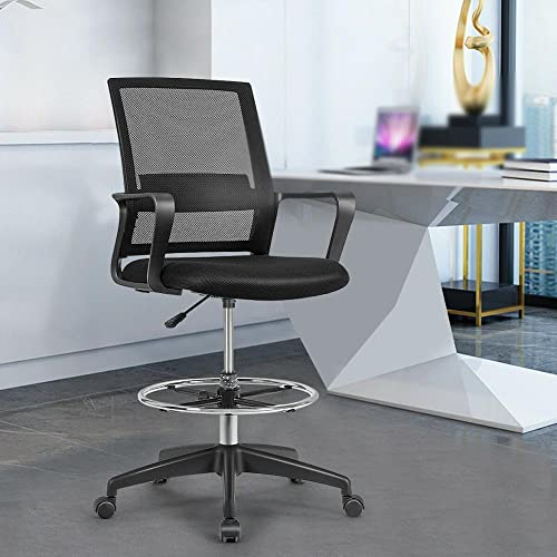 Drafting Chair Tall Office Chair for Standing Desk Adjustable Height w/Footrest