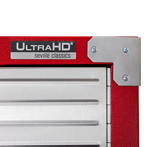 Seville Classics UltraHD Solid Steel Rolling Lockable Storage Cabinet - 36" W x 18" D x 72" H, Red