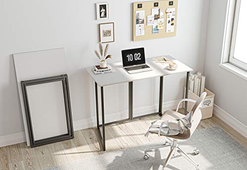 Cubiker 40" Folding Computer Desk,Small Home Office Laptop Work Desk,Study Writing Table,No-Assembly,Foldable and Portable Design,White