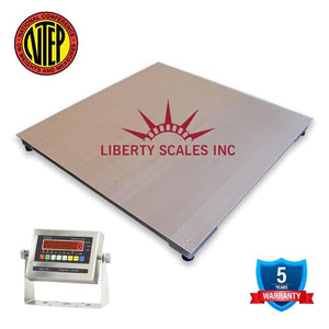 Liberty Scales NTEP Certified Washdown Floor Scale | Stainless Steel Indicator | 48" x 48" | 5000 lbs Capacity