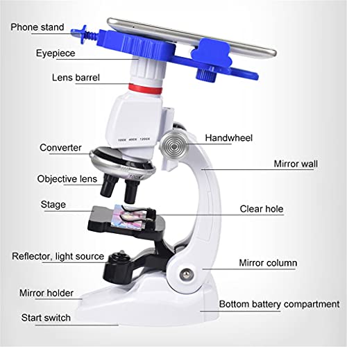 JIESEING 1200X Student Monocular Biological Microscope Set LED Home School Science Educational for Lab Optical Instruments