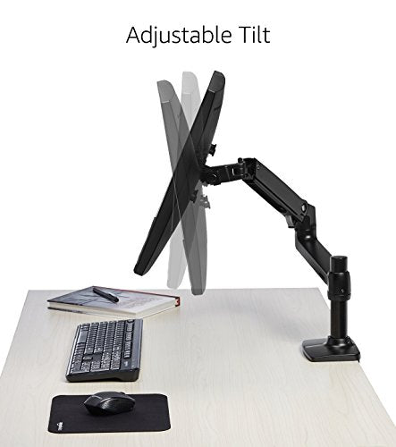 Amazon Basics Single Monitor Stand - Lift Engine Arm Mount, Aluminum, 2-Pack & Notebook Laptop Stand Arm Mount Tray